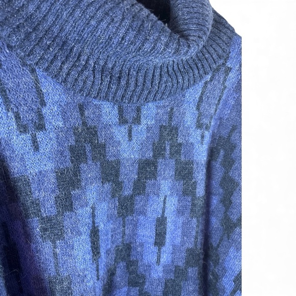 Soft Surroundings diamond Blue Cowl Neck Wool/Alpaca Pullover Tunic Sweater - Picture 5 of 7